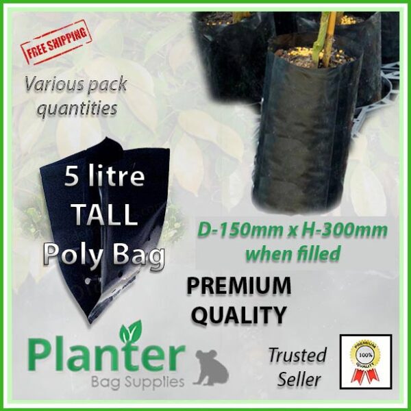 5 litre tall poly planter bag plant Growbag - Planter Bag Supplies NZ - for more info go to planterbags.co.nz