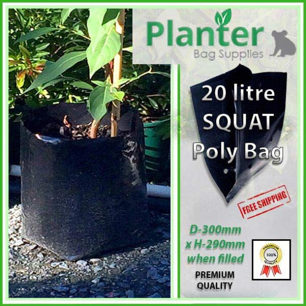 20 litre Squat Poly Planter bag plant Growbag - Planter Bag Supplies NZ - for more info go to planterbags.co.nz