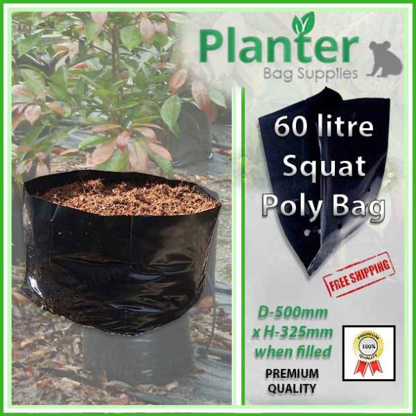60 litre Squat poly planter bag plant Growbag - Planter Bag Supplies NZ - for more info go to planterbags.co.nz